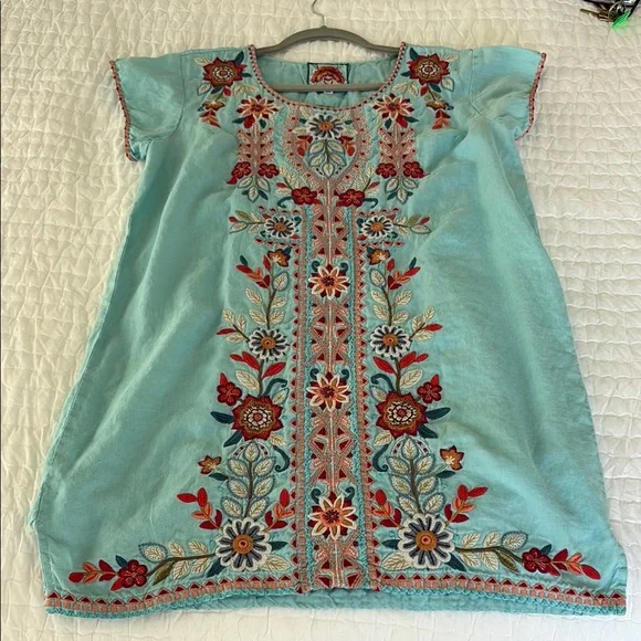 Embroidered Johnny Was dress turquoise small women’s - Picture 1 of 6